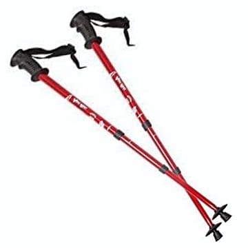 Eurobatt Nordic Walking Stöcke Stock Set 2 Stücke Paar Trekking Wander Länge 65-135cm Farbvarianten Walkingstöcke Anti-Shock Dämpfungssystem (Rot)