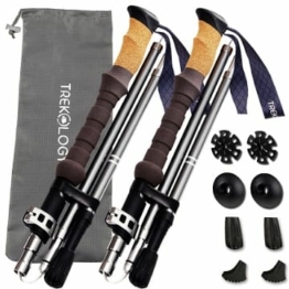 TREKOLOGY Wanderstöcke Faltbar, Nordic Walking Stock Verstellbar, Trek-Z Trekking Stöcke Korkgriff, Nordic Faltbare Wanderstöcke Damen Herren, Teleskop, Walkingstöcke, Laufstöcke, Trekking Stöcke