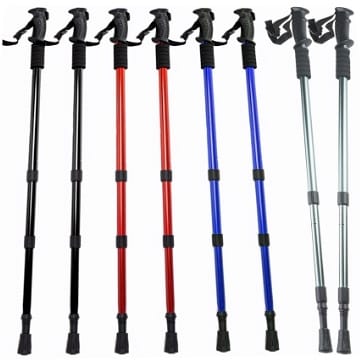 Verstellbare Nordic Walking Stöcke Paar mit Teleskop 64cm-135cm einstellbar - leichte Aluminiumlegierung Antischockfederung Gummipuffer Schutzkappe Wanderstöcke Trekkingstöcke blau schwarz rot Silber