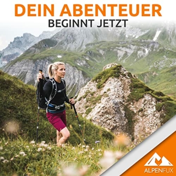 ALPENFUX® Premium Wanderstöcke faltbar, Trekkingstöcke, Nordic Walking Stöcke, leicht und verstellbar mit Klemmverschluss und Korkgriff für Damen und Herren - 2