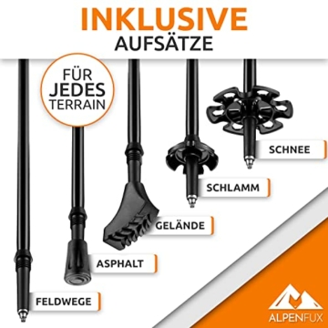 ALPENFUX® Premium Wanderstöcke faltbar, Trekkingstöcke, Nordic Walking Stöcke, leicht und verstellbar mit Klemmverschluss und Korkgriff für Damen und Herren - 6