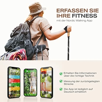 Attrac Nordic Walking Classic Wanderstöcke 69-136cm (Hellgrau) I Trekkingstöcke Aluminium Stöcke mit Anti-Shock Dämpfung I Teleskop verstellbar & super leicht inkl. Workout & App - 6