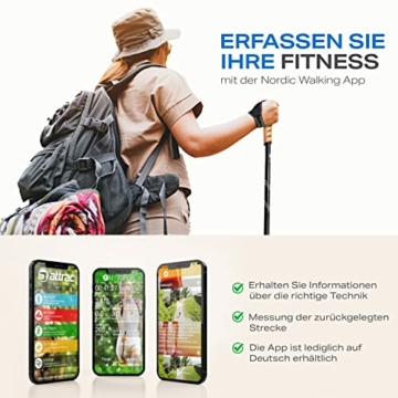 Attrac Nordic Walking Classic Wanderstöcke 69-136cm (Navy) I Trekkingstöcke Aluminium Stöcke mit Anti-Shock Dämpfung I Teleskop verstellbar & super leicht inkl. Workout & App - 6