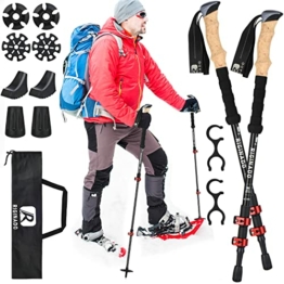 Classic Wanderstöcke Teleskop, RIGINADO Trekkingstöcke, Nordic-Walking Stöcke, leicht und verstellbar mit Klemmverschluss und Korkgriff für Damen und Herren - 1