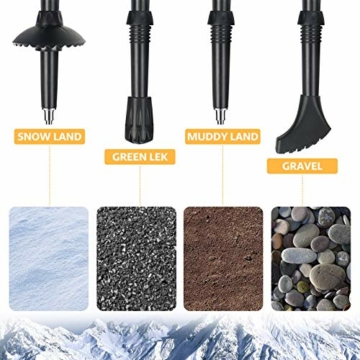 COVACURE Wanderstöcke Nordic Walking Stöcke - 100-120 cm Faltbar, Verstellbar, Teleskop, Leicht, mit Gummipuffer für Damen und Herren (Schwarz) - 4