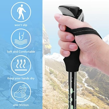 FRECOO Nordic Walking Stöcke, Wanderstöcke Faltbar verstellbar 110-130cm,7075 Aluminium Wanderstock mit Wasserfeste Tasche und 4 Paar Gummipuffer, Wanderstöcke für Trekking, Walking und Wanderungen - 4