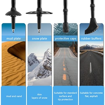 FRECOO Nordic Walking Stöcke, Wanderstöcke Faltbar verstellbar 110-130cm,7075 Aluminium Wanderstock mit Wasserfeste Tasche und 4 Paar Gummipuffer, Wanderstöcke für Trekking, Walking und Wanderungen - 5