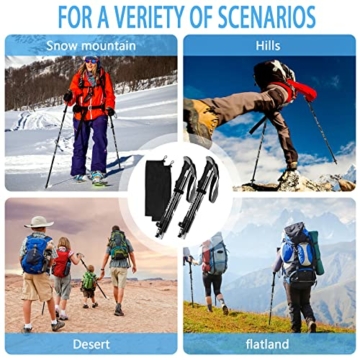 FRECOO Nordic Walking Stöcke, Wanderstöcke Faltbar verstellbar 110-130cm,7075 Aluminium Wanderstock mit Wasserfeste Tasche und 4 Paar Gummipuffer, Wanderstöcke für Trekking, Walking und Wanderungen - 7