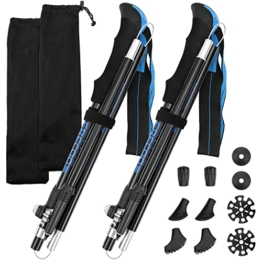 FRECOO Nordic Walking stöcke, wanderstöcke teleskop aus 7075 Aluminium verstellbar von110-130cm mit 5 Paar Gummipuffer, trekkingstöcke für Trekking, Walking und Wanderungen- 2 Stück - 1