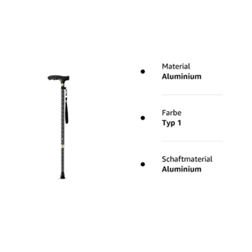 Gehstock Höhenverstellbar, OOCOME Ausziehbarer Gehstock mit Licht Alu Gehstock Handstock Hoehenverstellbar, Gehstock Verstellbar Gehhilfe Stock mit Gummifuß und Handschlaufe, Geschenk Vatertag - 8