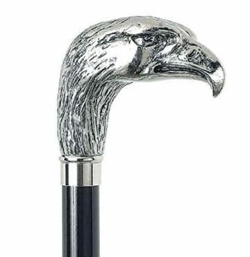 Gehstock Spazierstock Wanderstock Griffmotiv Adler in Silber - 