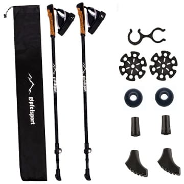 gipfelsport Nordic Walking Stöcke Aluminium I verstellbar I Teleskop Walkingstöcke, Stock mit Tasche und Zubehör I Laufstöcke für Herren, Damen und Kinde