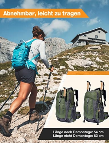 Glymnis Carbon Nordic Walking Stöcke Wanderstöcke verstellbar 65-135cm Trekkingstöcke Klemmverschluss Korkgriff mit 4 Paar Gummipuffers - 8