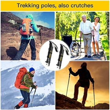 HUGSEE Wanderstöcke Teleskop Faltbar, Verstellbar Nordic Walking Stöcke Wanderstock Damen und Herren Aluminium Ultraleicht Trekkingstöcke Wanderstöcken mit 4 Paar Gummipuffer - 4