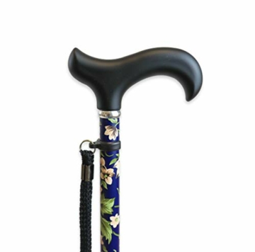 KMINA PRO - Gehstock Klappbar Blau, Gehstock Damen Blumen, Gehstock Herren Elegant, Gehstock Faltbar, Spazierstock Damen, Gehstock Aluminium Höhenverstellbar, Gehstock Blaue Blumen - 2