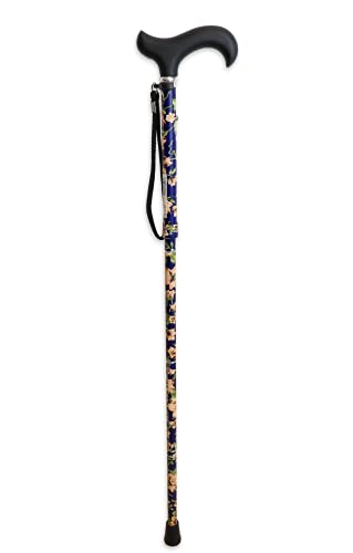 KMINA PRO - Gehstock Klappbar Blau, Gehstock Damen Blumen, Gehstock Herren Elegant, Gehstock Faltbar, Spazierstock Damen, Gehstock Aluminium Höhenverstellbar, Gehstock Blaue Blumen - 3