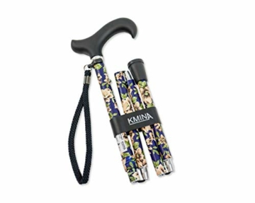 KMINA PRO - Gehstock Klappbar Blau, Gehstock Damen Blumen, Gehstock Herren Elegant, Gehstock Faltbar, Spazierstock Damen, Gehstock Aluminium Höhenverstellbar, Gehstock Blaue Blumen - 4