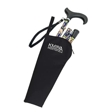 KMINA PRO - Gehstock Klappbar Blau, Gehstock Damen Blumen, Gehstock Herren Elegant, Gehstock Faltbar, Spazierstock Damen, Gehstock Aluminium Höhenverstellbar, Gehstock Blaue Blumen - 5