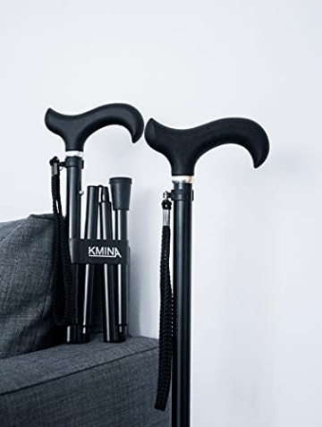 KMINA PRO - Gehstock Klappbar, Gehstock Damen Höhenverstellbar, Gehstock Herren Elegant, Spazierstock Herren Schwarz, Gehstock Faltbar, Spazierstock Damen, Gehstock Aluminium - 6