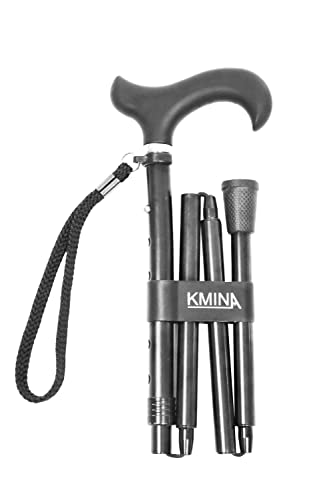 KMINA PRO - Gehstock Klappbar, Gehstock Damen Höhenverstellbar, Gehstock Herren Elegant, Spazierstock Herren Schwarz, Gehstock Faltbar, Spazierstock Damen, Gehstock Aluminium - 1