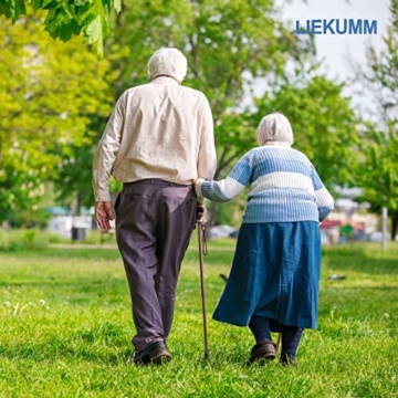 LIEKUMM Herren und Damen 10-Fach Verstellbarer Gehstock 120kg Belastbarkeit Teleskop Gehstock mit Komfort Holzgriff Mobilitätshilfe Braun - 2