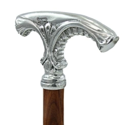 Luxuriöser Gehstock aus Palisanderholz- Griff aus hochwertigem Zinn- für ältere Zeremonie- Meister CAVAGNINI- handgefertigt in Italien- personalisierbar (2 Stück) - 1