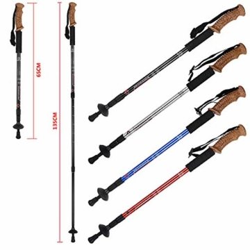 MidGard Nordic Walking Stöcke, Alu Teleskop Wanderstöcke Antischock 65-135cm Blau 2 STK. - 2