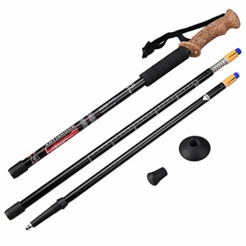 MidGard Nordic Walking Stöcke, Alu Teleskop Wanderstöcke Antischock 65-135cm Blau 2 STK. - 3