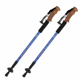 MidGard Nordic Walking Stöcke, Alu Teleskop Wanderstöcke Antischock 65-135cm Blau 2 STK. - 1