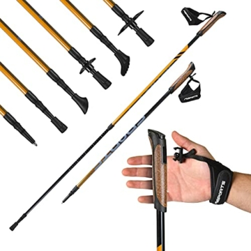 MSPORTS Nordic Walking Stöcke Carbon Premium - aus hochwertigem Carbon - Superleicht - individuell einstellbar - auswählbar mit Tragetasche - Walking Sticks (Nordic Walking Stöcke Carbon + Tasche) - 1