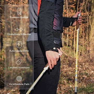MSPORTS Nordic Walking Stöcke Premium White - hochwertige Qualität - Superleicht - auswählbar mit Tragetasche - Walking Sticks (Nordic Walking Stöcke) - 4