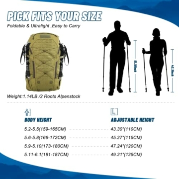 Nordic Walking Stöcke, 7075 Aluminium Wanderstöcke, Wanderstöcke Faltbar, 110 CM-130 cm Einstellbar, Mit 6 Paar Gummipuffern mit unterschiedlichen Funktionen, Geeignet zum Wandern, Reisen, Klettern - 6