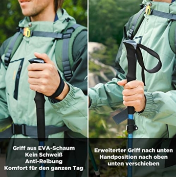 Nordic Walking Stöcke Herren, Gaisten Wanderstöcke Faltbar von 110-130 cm mit Eva Schaum Griff, 7075 Aluminium mit Gummipuffer, Super Leicht für Trekking - 2