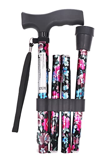 Pepe - Gehstock Klappbar, Gehstock Damen Blumen, Gehstock Herren Elegant, Spazierstock Herren Aluminium, Gehstock Faltbar, Spazierstock Damen, Gehstock für Senioren, Gehstock Blumen - 1