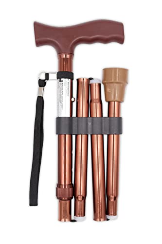 PEPE - Gehstock Klappbar, Gehstock Damen Höhenverstellbar, Gehstock Herren Elegant, Spazierstock Herren Aluminium, Gehstock Faltbar, Spazierstock Damen, Gehstock für Senioren, Gehstock Bronze - 1