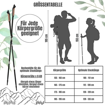 Premium Faltbare Nordic Walking Stöcke | ultraleichte 249g, verstellbar, 105-135cm Teleskobstange, 67% Carbon | Trekkingstöcke, Wanderstöcke, Walkingsticks für Damen & Herren - 5