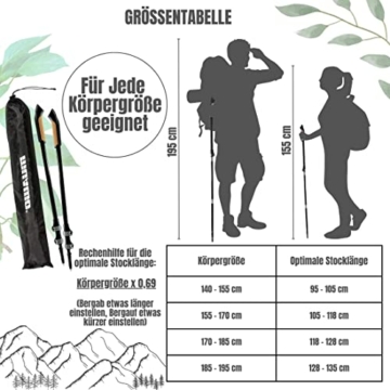 Premium Nordic Walking Stöcke | ultraleichte 209g, verstellbar, 64-135cm Easy-Clickverschluss, 100% Carbon | Trekkingstöcke, Wanderstöcke, Walkingsticks für Damen & Herren - 5