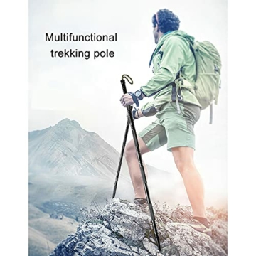 Rozhuhro Multifunktions Outdoor Faltbare Spezialkräfte taktischer Aluminium Laufstöcke Wanderstöcke Teleskop Verstellbar Trekkingstöcke für jedes Terrain Herren & Damen Trekking Wandern,One - 2