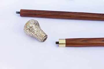 SouvNear dekorative Gehstöcke in Premiumqualität - Palisander mit Messinggriff, antike Optik, viktorianischer Stil, Gehstock für Damen und Herren, eleganter Gehstock aus Indien, 95 cm, holz, Walking Cane, Golden Golf Ball - 2