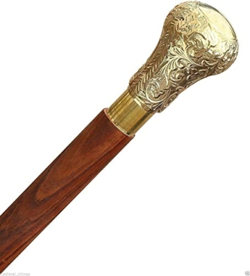 SouvNear dekorative Gehstöcke in Premiumqualität - Palisander mit Messinggriff, antike Optik, viktorianischer Stil, Gehstock für Damen und Herren, eleganter Gehstock aus Indien, 95 cm, holz, Walking Cane, Golden Golf Ball - 7