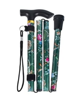 SPDYCESS Klappbarer Gehstock Blume Gemustert Aluminium Einstellbar Spazierstock Leicht Tragbar Reise Wanderstock Ergonomisch rutschfest Griff Alpenstock für Frauen Männer Senioren Faltbare Gehstöcke - 1