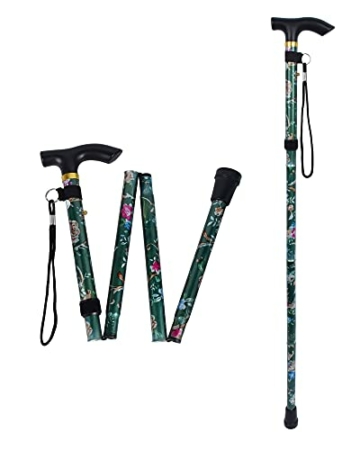 SPDYCESS Klappbarer Gehstock Blume Gemustert Aluminium Einstellbar Spazierstock Leicht Tragbar Reise Wanderstock Ergonomisch rutschfest Griff Alpenstock für Frauen Männer Senioren Faltbare Gehstöcke - 7