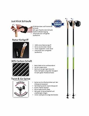 Swix CT4 Nordic Walking Stock Lime Carbon Tech mit Twist & Go Spitze 1 Paar 115cm - 2