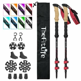TheFitLife Carbon Fibre Trekking Stöcke - Zusammenklappbare und ausziehbare Wanderstöcke, 2er-Pack, superleicht, ausziehbar, Beste Wanderstöcke für Reisen, Camping, Wandern, Bergsteigen - 1