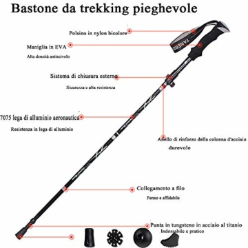 Wanderstöcke Falkingbar Walking Stöcke - Trekkingcke Bergsteigen Ultraleicht Klappstab Ultralight zusammenklappbar, Anti-Schock mit Eva Schaum Griff (Navy Blue) - 2